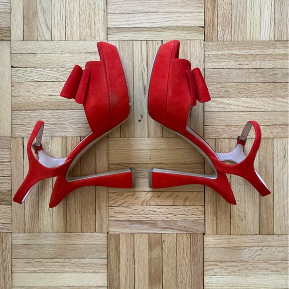 Miu Miu red suede heeled sandals - size EU 40 - Picture 2 of 4